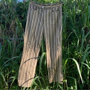 GREEN AND BROWN STRIPED STATEMENT PANTS